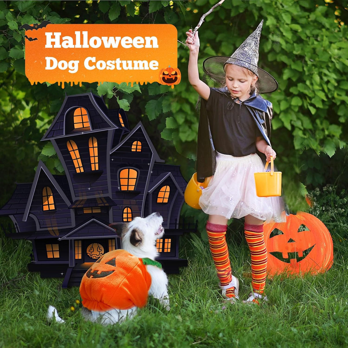 Funny Pumpkin Dog Halloween Costume Pet Dog Cat Thick Plush Pumpkin Decoration Shirt Clothes for Small Medium Dogs Cats Puppy Cute Halloween Party Cosplay Dress up Outfits