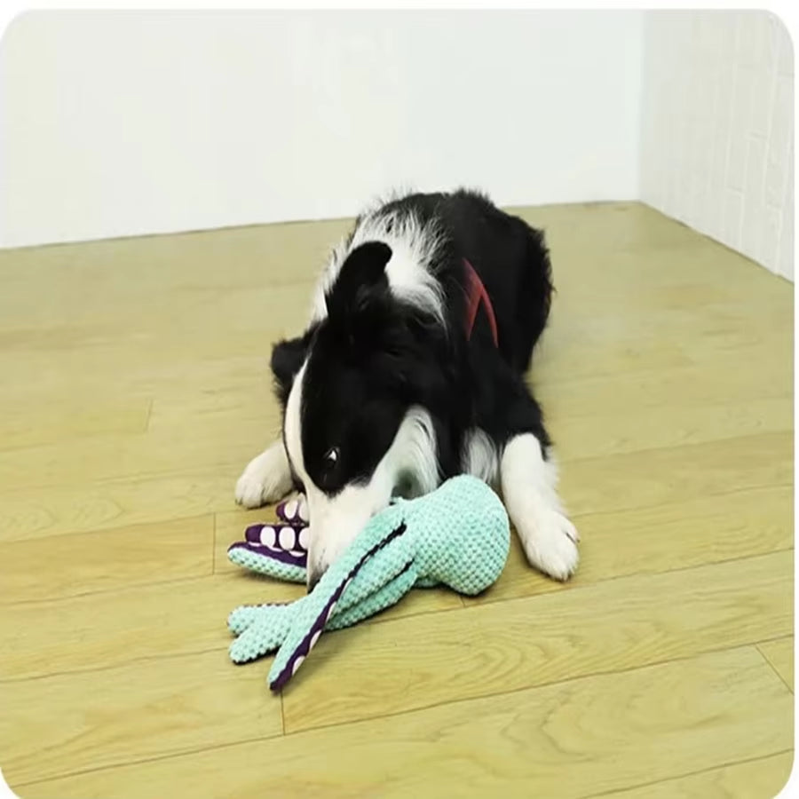 Dog Pet Plush Octopus Toy Interactive Sound 